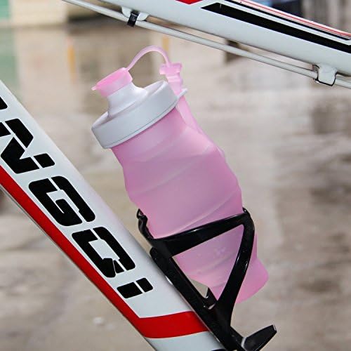 Kyansin Foldable Water Bottle, 530ml Silicone Portable Collapsible BPA Free Leak Proof Sports Bottle, Lightweight for Cycling, Camping, Hiking, Running(Pink)