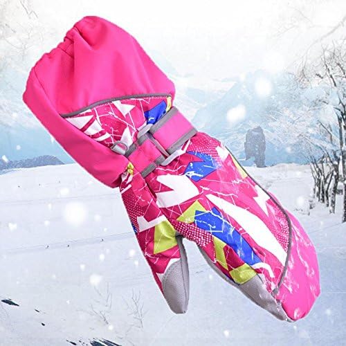 LZH Children Ski Gloves Thickening Winter Cotton Cold Sports Waterproof Windproof Snow Mittens for Boys Girls , red , s