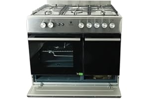 Gasline Gas Standherd mit Flaschenschrank 90cm GAG90GOXFL, 5 Flammig Sabaf-Brenner, Elektrische-Zündung und Vollzündsicherung Propan LPG…