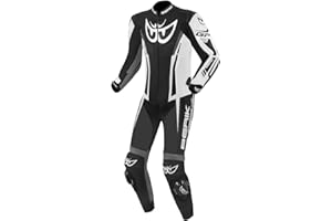 Berik Monza 1-Teiler Motorrad Lederkombi (Black/White/Grey,58)