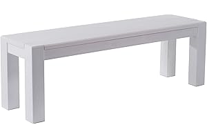 ‎B.R.A.S.I.L.-MÖBEL Sitzbank 150 cm Rio Kanto Pinie Weiss Pinie Massivholz Esszimmerbank Küchenbank Holzbank - Größe und Farbe wählbar Brasilmöbel