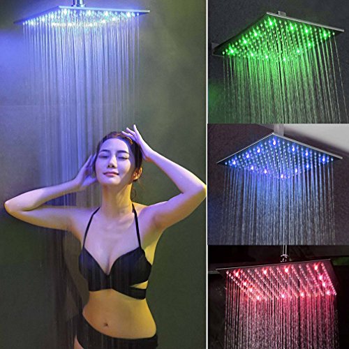 BONADE® 30*30cm LED RGB Unterputz Regendusche Duschkopf Kopfbrause mit 3 Farbwechsel Regenduschkopf