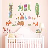 Decowall DW-1601 Rotkäppchen im Wald Wandsticker Wandaufkleber Wandtattoo Kinderzimmer