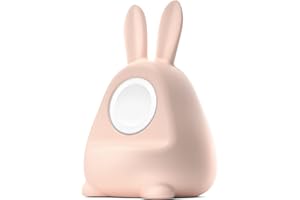 ELETIUO Charging Stand Compatible with Apple Watch Series 49/45/44/42/41/40/38mm (Ultra2/Ultra/9/8/7/6/SE2/SE/5/4/3), Silicone iWatch Charging Station with Organiser & Night Mode, Pink