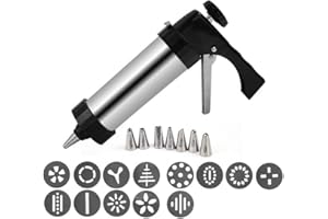 Thapncow Pistola de Prensa para Hacer Galletas, Máquina Galletas Molde para Repostería, Máquina de Galletas de Acero Inoxidable, 13 Moldes de Disco Y 8 Boquillas, moldes para reposteria Galletas.