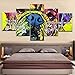 Produktbild Fyyanm Eine Bulldogge Cartoon Wand Poster Leinwand Kunst Malerei 5 Panel Hd Print Für Wohnzimmer Dekoration