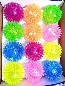 Dog Trust Spiked LED Whistle Squeaky Squeaker Sound Ball Puppy, Small Dog, Cat Pet Chew Playing Rubber Ball Toy (5 Pcs Pack)