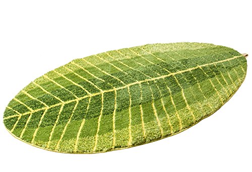 Luxbon Grün Blatt Form 70x140 cm Teppiche Stopp Antirutschmatte Teppichunterlage Fussmatte Stufenmatten Treppenmatten Badematte Wohnzimmer, Schlafzimmer, Badezimmer, Küche, Esszimmer, Spielzimmer, Kinderzimmer, Arbeitszimmer, Wintergarten, Waschraum, Flur/Diele, Veranda, Garage/Werkzeugkeller, Terrasse, Gaestezimmer