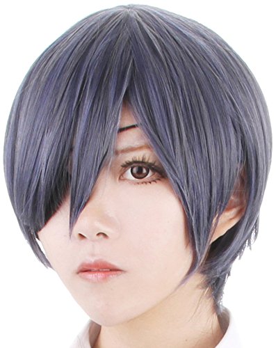 Aicos Black Butler Mix Grey and Dark Blue Short Straight Wigs Ciel Phantomhive Anime Cosplay Wig
