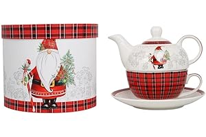 MAZZEO CHRISTMAS Teiera Decorativa Natalizia in Ceramica con Tazza