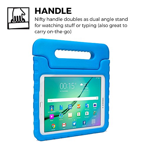 Samsung Galaxy Tab S2 9.7 hülle fur kinder, COOPER DYNAMO Beanspruchbare, strapazeirfähige, robuste, gepolsterte Hartschalenhülle mit integriertem Griff, Standfunktion & durchsichtigem Displaysschutz (Blau) - 5