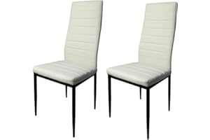 HOME DESIGN & CONFORT Pack de 2 Sillas de Comedor Tapizadas - Sillas Cocina Tapizadas - Sillas Comedor Pack (White, 2)