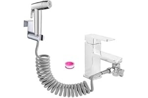 DQZSY Handheld Bidet Sprayer Toilet Bathroom Douche Cloth Washing Diaper Cleaning Shower Head with 2 Way Shower Diverter, 59 inches Telescopic Hose and Hand Shower Holder