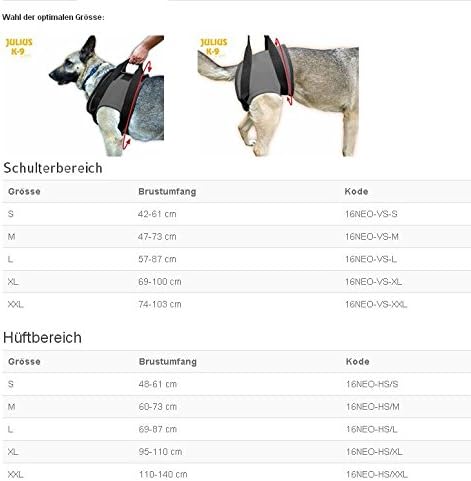 Julius-K9Rehabilitation Harnesses - Hind, Size: XXL, Hip circumference: 108-129 cm