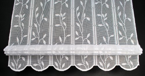 14 cm breites Raffrollo Scheibengardinen Blätterranke 120 cm hoch - 3