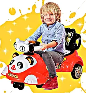 Cosmo Magic Baby Big Panda Ride On Car with Music & Light for for Baby Kids Boys and Girls (1 Year to 4 Years, Red)