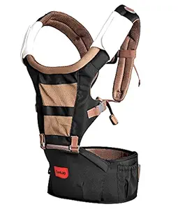 LuvLap Royal Baby Hip Seat Carrier with 4 Carry Positions, for 4 to 24 Months, Max Weight Up to 15 Kgs (Black)