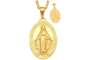 BOBIJOO Jewelry - Pendentif Homme Femme Médaille Vierge Miraculeuse Marie Or Acier Plaqué Chaîne