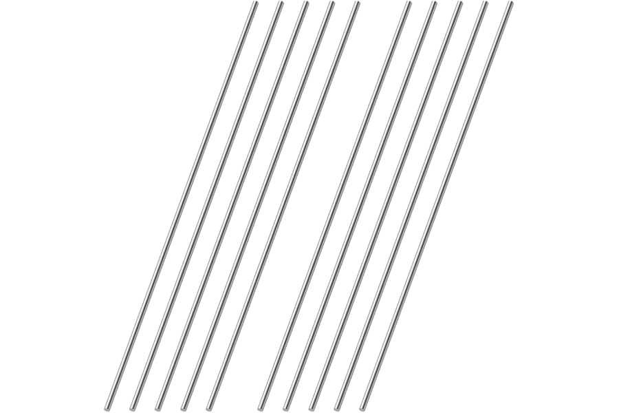 OFFCUP Stainless Steel Round Rods, 10pcs Round Steel Metal Rods, 3mm x 300mm Round Steel Rod High Speed Steel Bar Stock for Shaft Gear Drill Lathes Boring Machine Turning Miniature DIY Craft