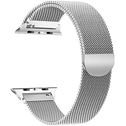 MCD Correa para Apple Watch 44mm Series 4 y 42mm Series 3 Series 2 y Series 1. Correa de Malla de Acero Inoxidable Pulsera Milanese de Reemplazo. - Plateado.