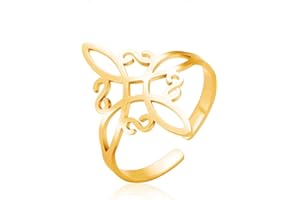 Dreamtimes Bague de Noeud de Sorcière pour Femmes en Acier Inoxydable Réglable Ouvert Bagues Celtique Quaternaire Wiccan Sorcières Noeud Anneau Sorcellerie Amulette Bijoux Cadeau d'anniversaire