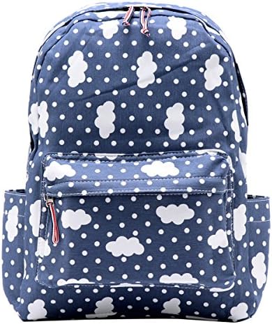 Damara Students Preppy Style Oxford Canvas Blue Backpack Shoulders Bag,Cloud