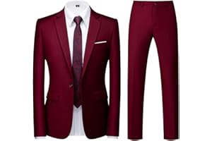 KUDORO Costume Homme 2 pièces Slim Fit Smoking Simple Poitrine à Un Bouton, Men Suits 2 Piece pour Mariage Business Fête Confort Elégant Blazer Veste et Pantalon