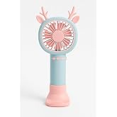 Busstier Deer Horned Mini Hand Fan, 20cm Portable Rechargeable Desktop Fan, Single Stage Speed, Compact Fan Design, 7cm Diameter