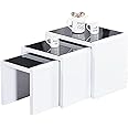 JaHECOME Nest of Tables Set of 3 Nesting Tables High Gloss Coffee Tables Stackable Design MDF Wood End Side Tables for Living Room Office or Lounge (Black)