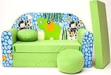 Z16+ Kindersofa Ausklappbar Schlafsofa Couch Sofa Minicouch 3 in 1 Baby Set + Kindersessel und Sitzkissen + Matratze