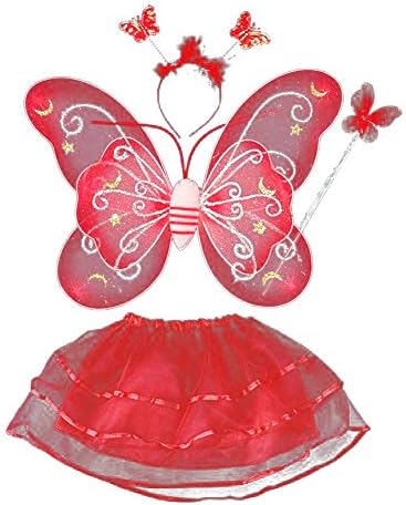 BOBORA Fairy Girl Kid Butterfly Wing Wand Headband Tutu Skirt Cosplay Clothes