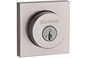 Kwikset 91580-001 Halifax Square Single Cylinder Deadbolt Featuring SmartKey, Satin Nickel, 1 Pack