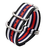 FERZA Home NATO Design-Uhrenarmband mit massiver Edelstahlschnalle (Color : Silver, Size : 18)