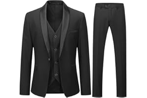 YOUTHUP Abito Uomo Slim Fit 3 Pezzi Abiti da Sposa Elegante Cerimonia Shawl Lapel Smoking Blazer Pantaloni Panciotto