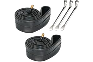 Lot de 2 tubes de vélo avec 3 leviers de pneu en fer cuillère à pneu, 12 "14" 16 "18" 20 "22" 24 "26" Pneu de chambre à air de vélo de route VTT Tube de pneu intérieur de vélo Tube anti-crevaison pour pneu de vélo de vélo
