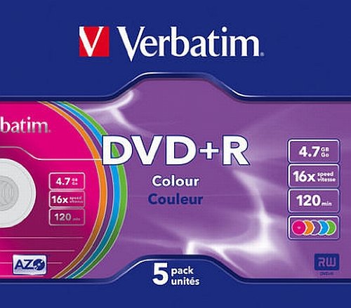 Verbatim DVD+R Advanced AZO 16x Speed Colour Surface 5er Pack Slim Case DVD-Rohlinge - 2