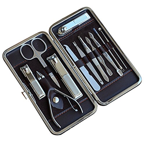 Hifina 12-teiliges Nagelset/ Maniküre Pediküre Set/ Nagelknipser Set/ Maniküreset / Nagelpflegeset einschließen Nagelzange, Nagelknipser, Nagelschere, Pinzette etc.