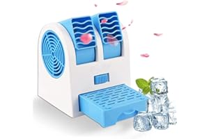 CHARKEE® Mini Cooler AC USB and Battery Operated Air Mini Water Air Cooler Cooling Fan Duel Blower with Ice Chambe Perfect fo