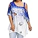 Produktbild Hffan Damen T Shirt Strandbluse Tops Bluse Reizvolle Schulterfrei Oberteile Kurzarm Oversize Schmetterling Drucken Irregulär Lose Hemd Damenmode Frauen Blusenshirt Sommerbluse Pullover (Blau, 3XL)