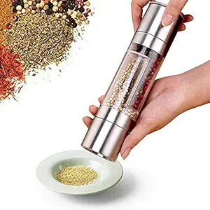 MURTISIDDH Stainless Steel Manual Dual Adjustable Shaker with 2 in 1 Ceramic Grinder