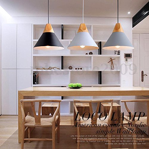 Generic E27 Holz Lampenschirm Anhänger für Hängeleuchte Decke Hängelampe Kronleuchter – Weiß - 2