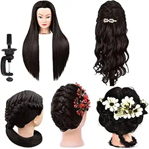 Mannequin Head Synthetic Fiber Hair Manikin Head Hair Training Head Styling Hairdresser Training Head Training Model Cosmetology Doll Head Hair for Practice Cutting Braiding for Practice Cutting Braid