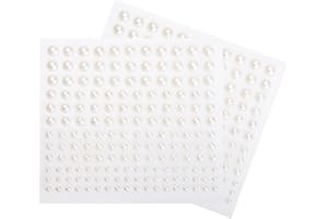 Rowwait 330pcs Self Adhesive Pearls Gems White Flat Back Pearl Sticker, 4 Size Sticker Self-Adhesive Craft Faux Embellishment for Face Makeup Nail Art DIY Crafts(2 Sheets)