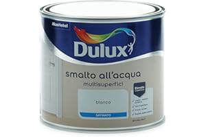Dulux Smalto Satinato all'Acqua per Metallo Plastica e Legno Pronto all'Uso per Esterni e Interni, 0.5 Litri, Bianco