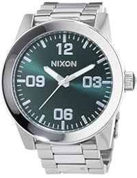 Nixon Corporal SS Green Sunray - Reloj de cuarzo para hombre, correa de acero inoxidable color plateado