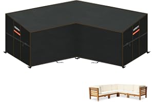 HEIMUNI Pokrowiec na Meble Ogrodowe w Kształcie Litery L, Pokrowiec Ochronny na Meble w Kształcie Litery V, Wodoszczelny Pokrowiec na Meble Wypoczynkowe w Kształcie Litery L, 220 x 220 x 87 x 80/65 cm