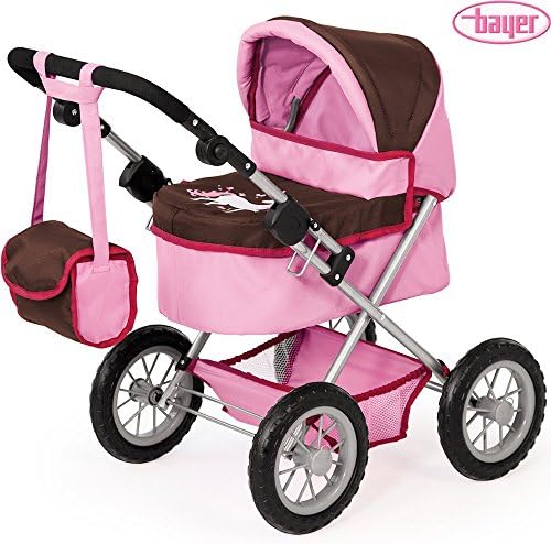 Hummelladen / Trendy doll pram Unicorn basket with adjustable handle, for dolls up to 46 CM / Foldable Pushchair for Dolls Toy Baby Born, etc.