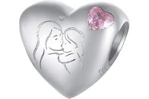 SHIYU Encantos de madre e hija de plata de ley 925 para pulseras Pandora, regalo del día de la madre para mujeres y madres, Zirconia cúbica, Circonita cúbica