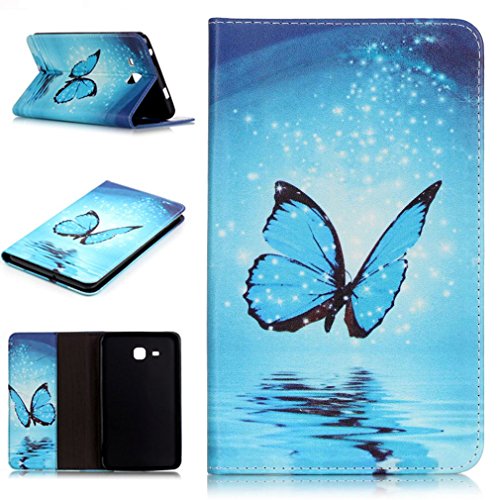 SZHTSWU Kunstleder Tasche für Samsung Galaxy Tab A 7.0 (2016) Tablette, Farbmalerei Serie PU Leder Tablette Tasche Hülle Schutzhülle Flip Wallet Case Ledertaschemit Kartenfächern und Ständerfunktion für Samsung Galaxy Tab A 7.0 SM-T280/SM-T285 Wi-Fi (2016) Tablet-PC (Mondlicht Schmetterling 10)