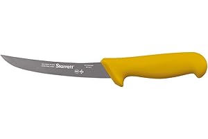 Starrett Coltello da Disossamento da Cucina in Acciaio Inox Dello Chef, Profilo Curvo Stretto, 6 Pollici (150 mm), Manico Rosso (BKY106-6)